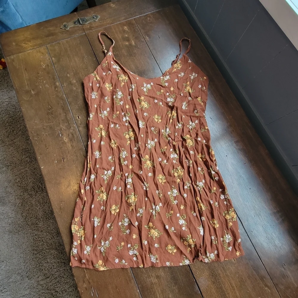 Reformation Ventura Floral V-neck Slip Dress sz XL Brown Chic Retro Cottagecore